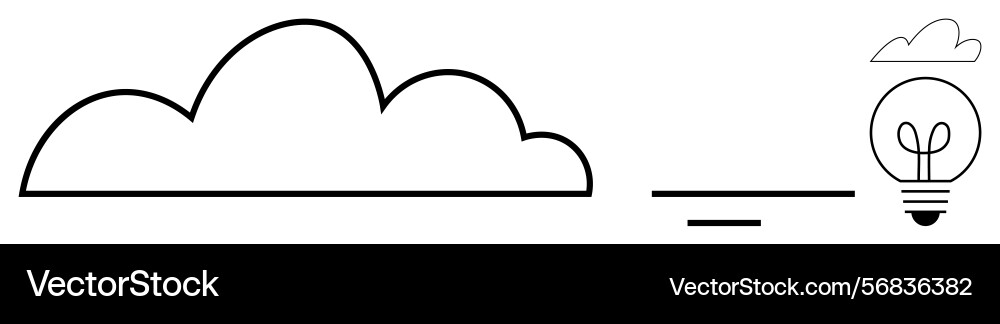 Cloud and lightbulb with minimal lines Vector Image