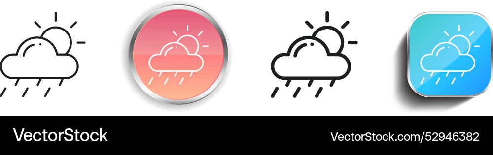 Cloudy icon thin linear regular and button style vector image