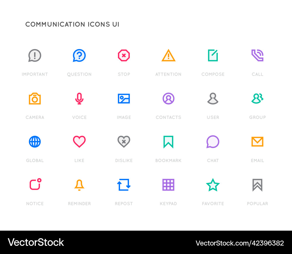 Communication user interface ui icon set high Communication user interface ui icon set high vector image