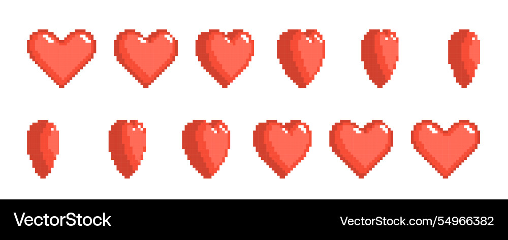 Frame by pixel heart rotation retro Frame by pixel heart rotation retro vector image