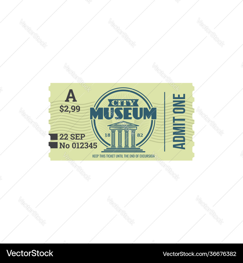 Full ticket to museum isolated retro paper card Full ticket to museum isolated retro paper card vector image