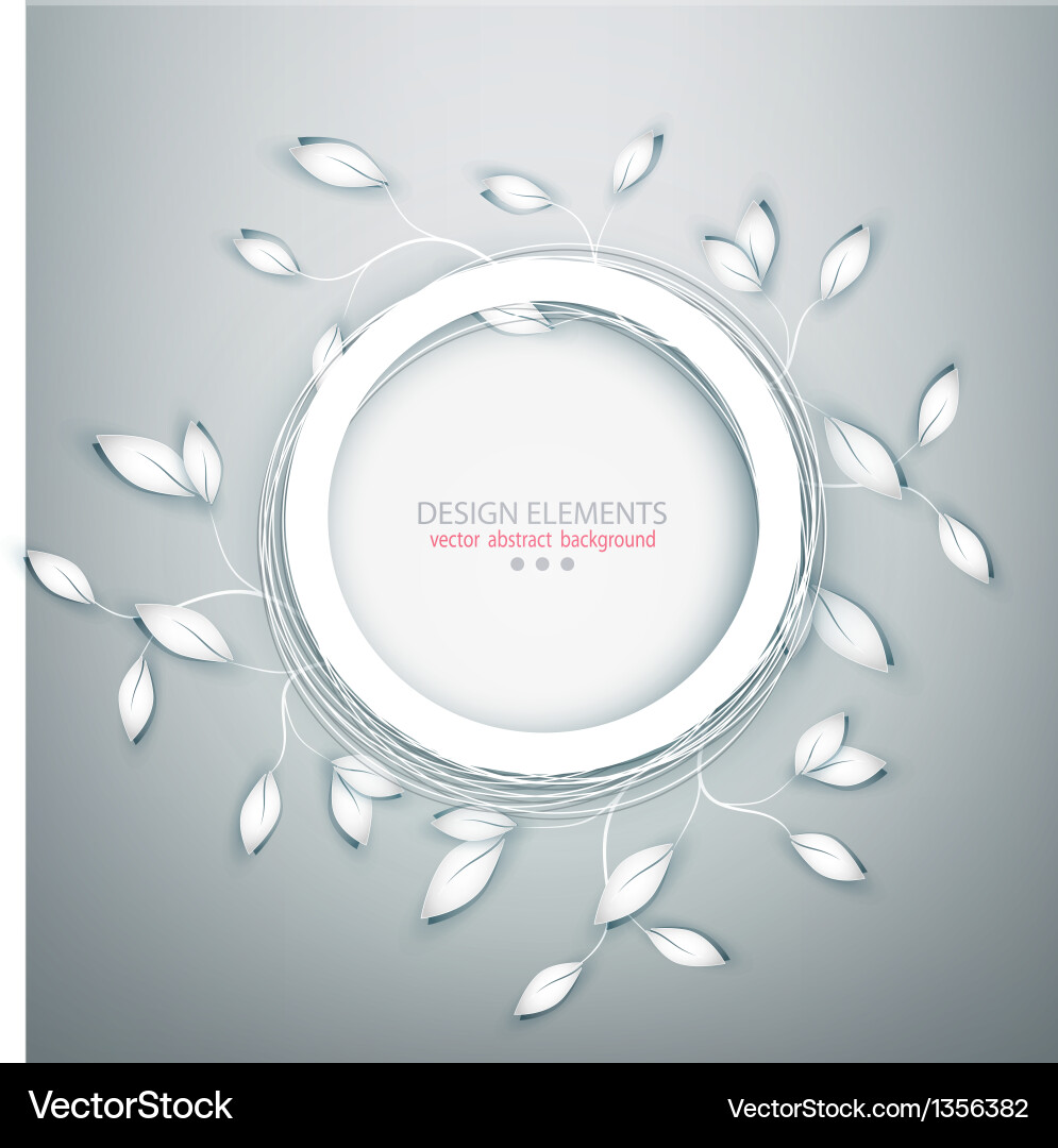 Green Leaves & Twigs Round Frame Vector Image