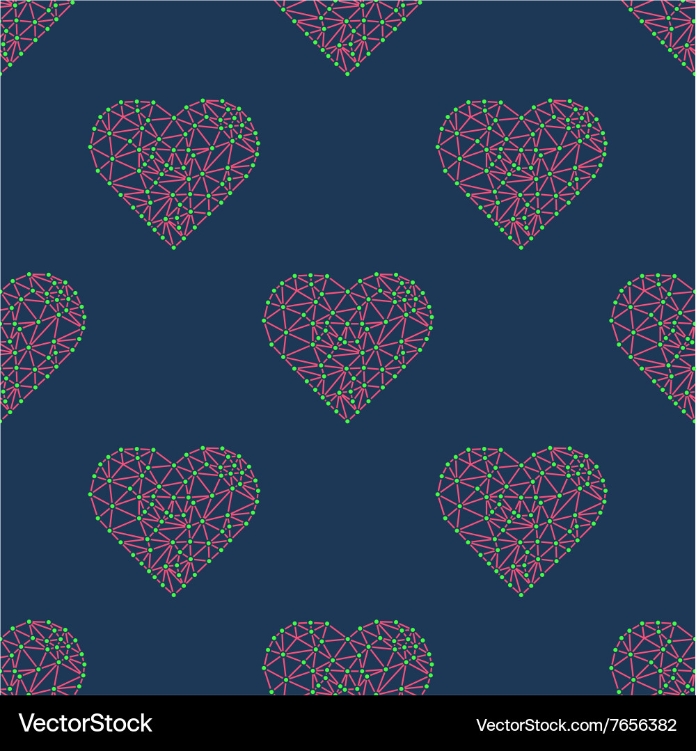 Heart with connected lines and dots wireframe mesh vector image