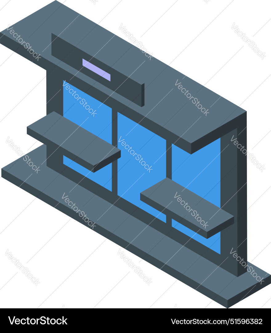 Isometric bus station with empty seats Isometric bus station with empty seats Vector Image