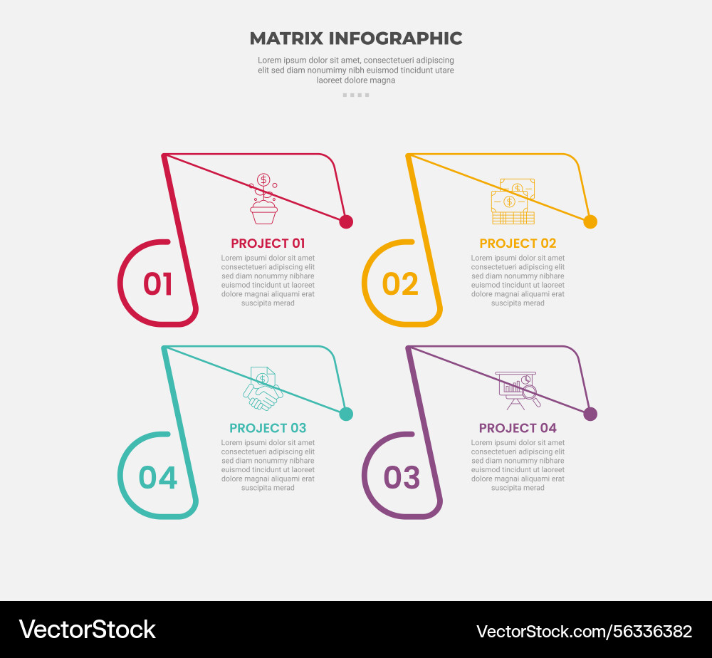 Matrix grid structure infographic outline style Matrix grid structure infographic outline style vector image