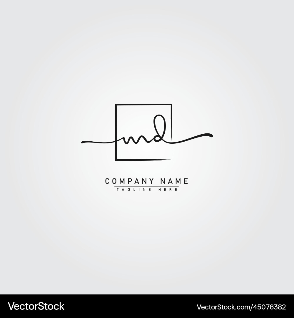 Md initial logo in signature style Md initial logo in signature style Vector Image