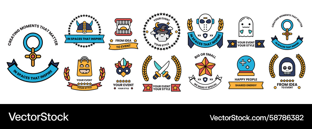 Set of in events and parties concept line style Set of in events and parties concept line style Vector Image