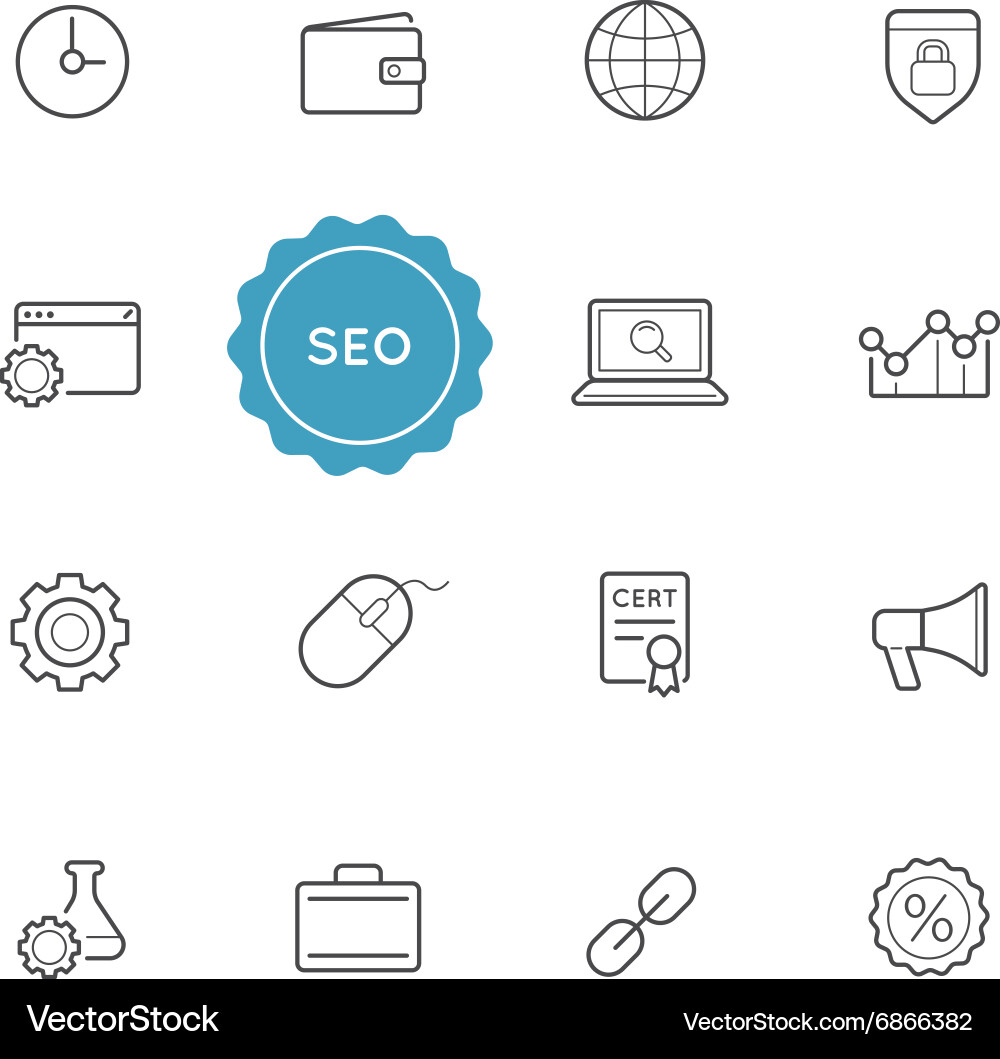 Set of seo search engine optimization elements can vector image