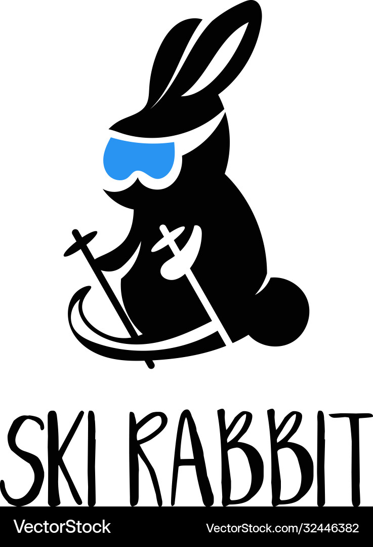 Template icon rabbit on ski Royalty Free Vector Image