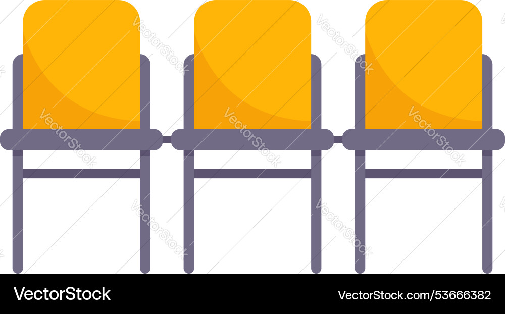Three empty chairs standing in a row icon Vector Image