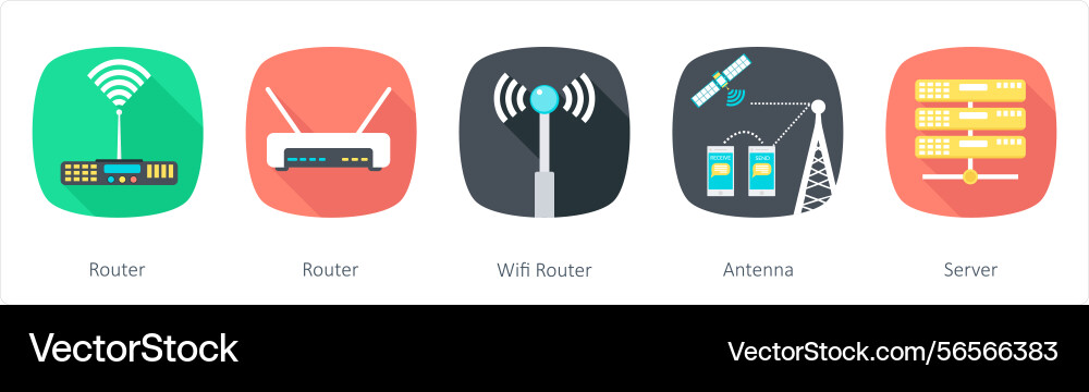 A set of 5 communication icons as router wifi Vector Image