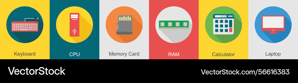 A set of 6 computer and hardware icons Vector Image