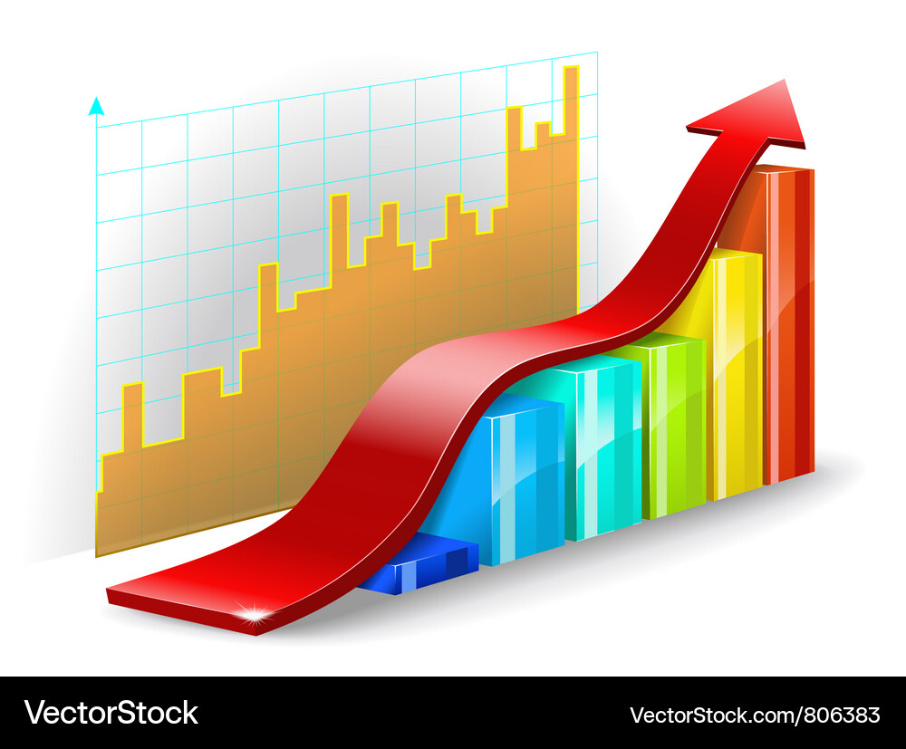 Arrow Chart Diagram with Graph Vector Image