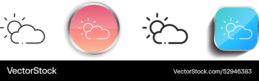 Cloudy icon thin linear regular and button style vector image