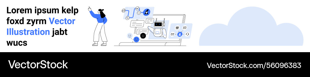 Digital workspace concept with user interacting Digital workspace concept with user interacting vector image