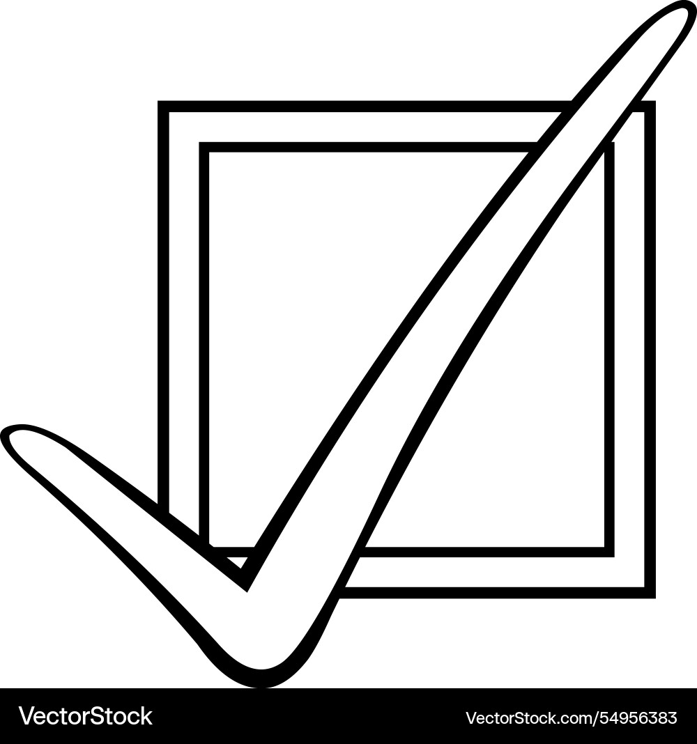 Drawing black and white checkbox checkmark Drawing black and white checkbox checkmark vector image