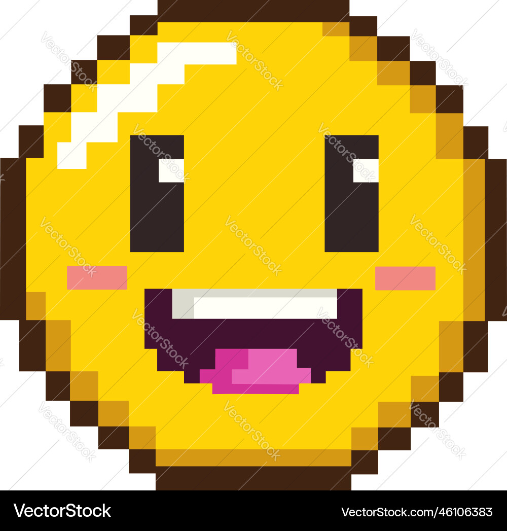 Pixel happy emoticon Pixel happy emoticon vector image