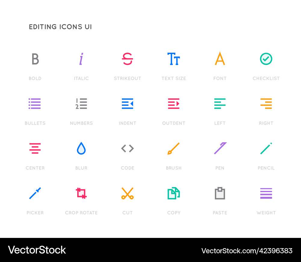 Text editing user interface ui icon set high Text editing user interface ui icon set high vector image