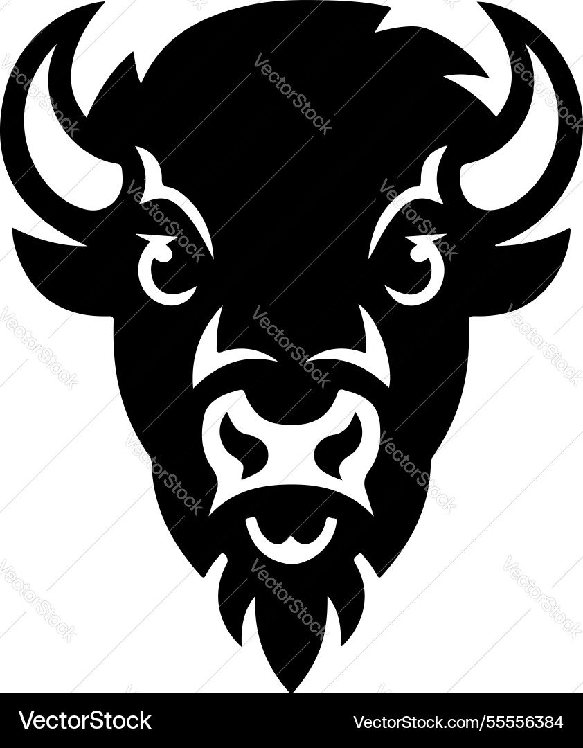 Bison Kopf im monochromen Logo Bison Kopf im monochromen Logo vektorbild