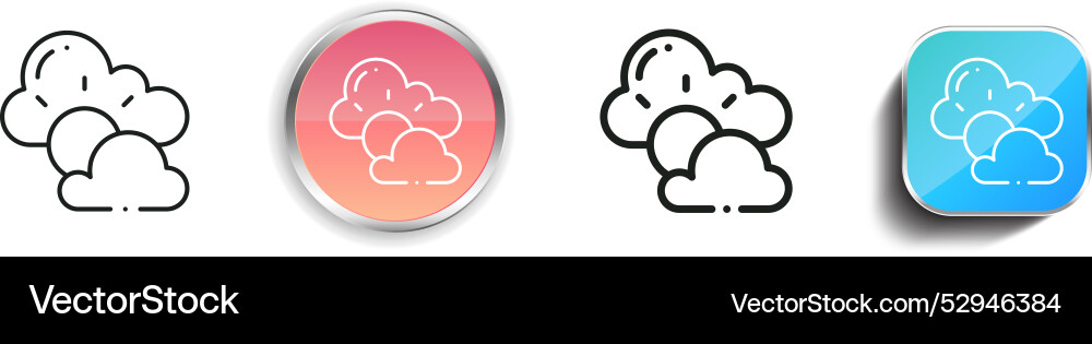 Cloudy day icon thin linear regular and button vector image