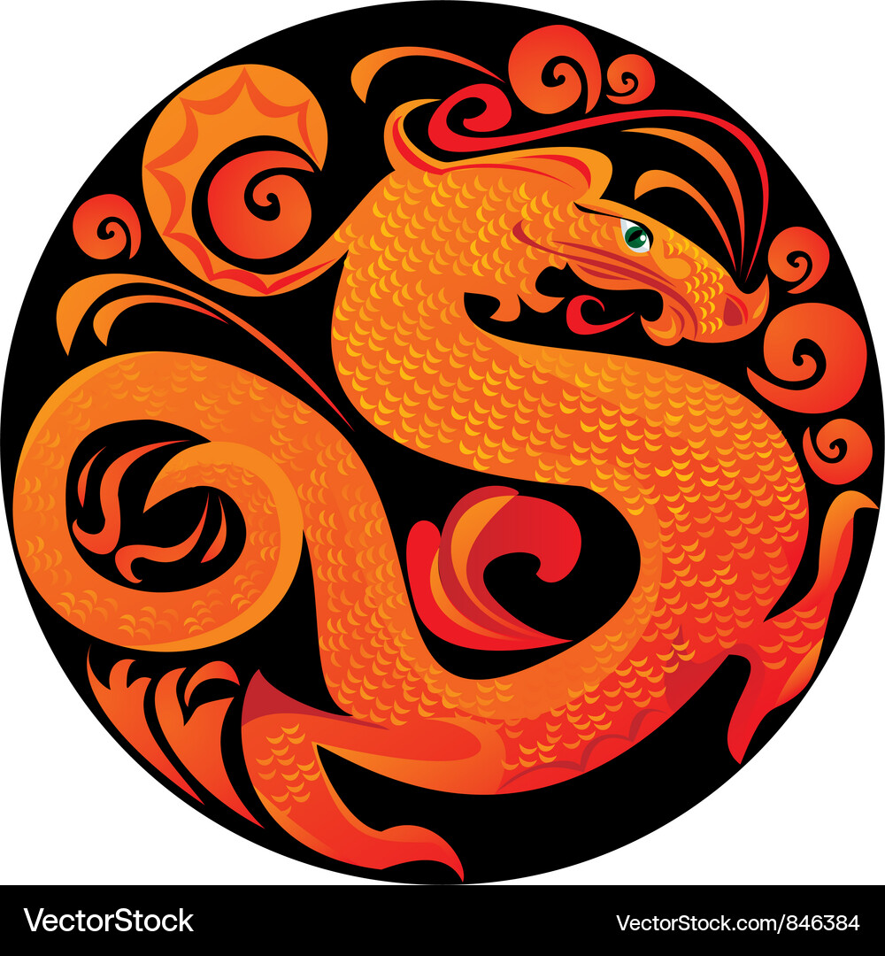 Dragon Motif in Circular Shape Vector Image