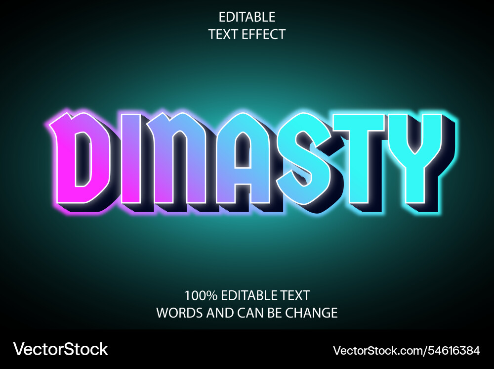 Editable text effect 3d emboss neon style Editable text effect 3d emboss neon style vector image