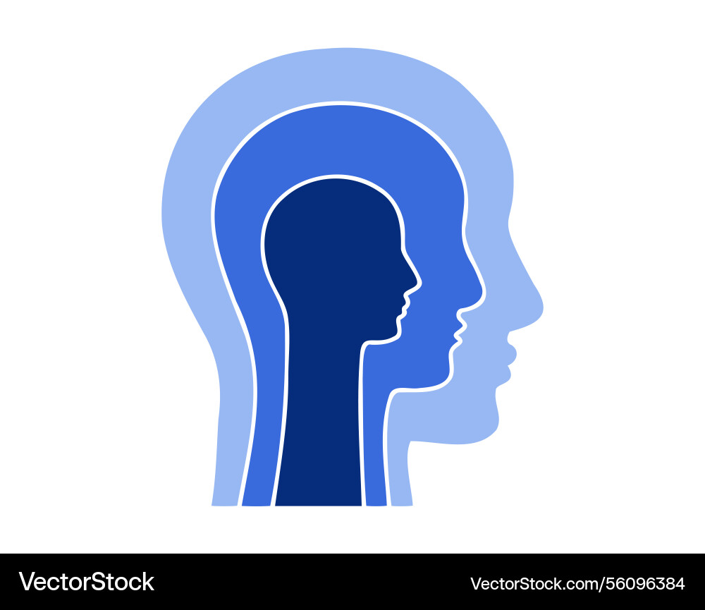 Human mind 3 personality parts three color Human mind 3 personality parts three color vector image
