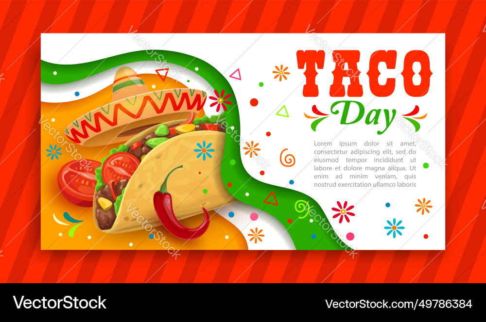Mexikanische Tacos Tagesferienpapier Schnitt Banner Mexikanische Tacos Tagesferienpapier Schnitt Banner vektorbild