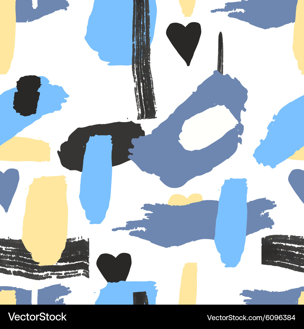 Seamless pattern freehand elements with ink vector image