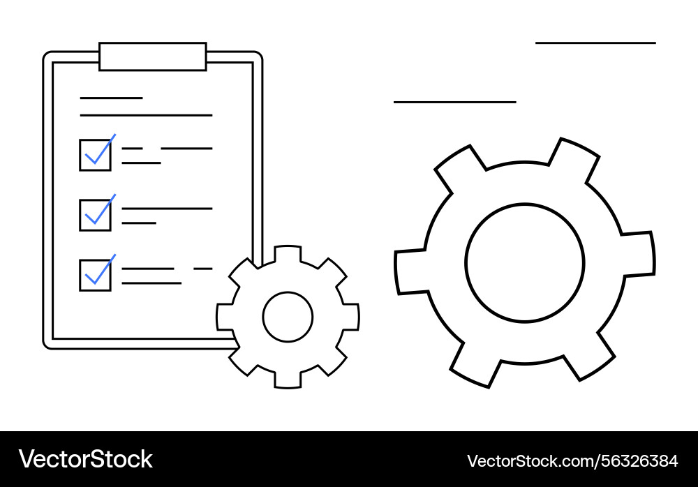 Workflow Optimization with Checklist Gears Vector Image