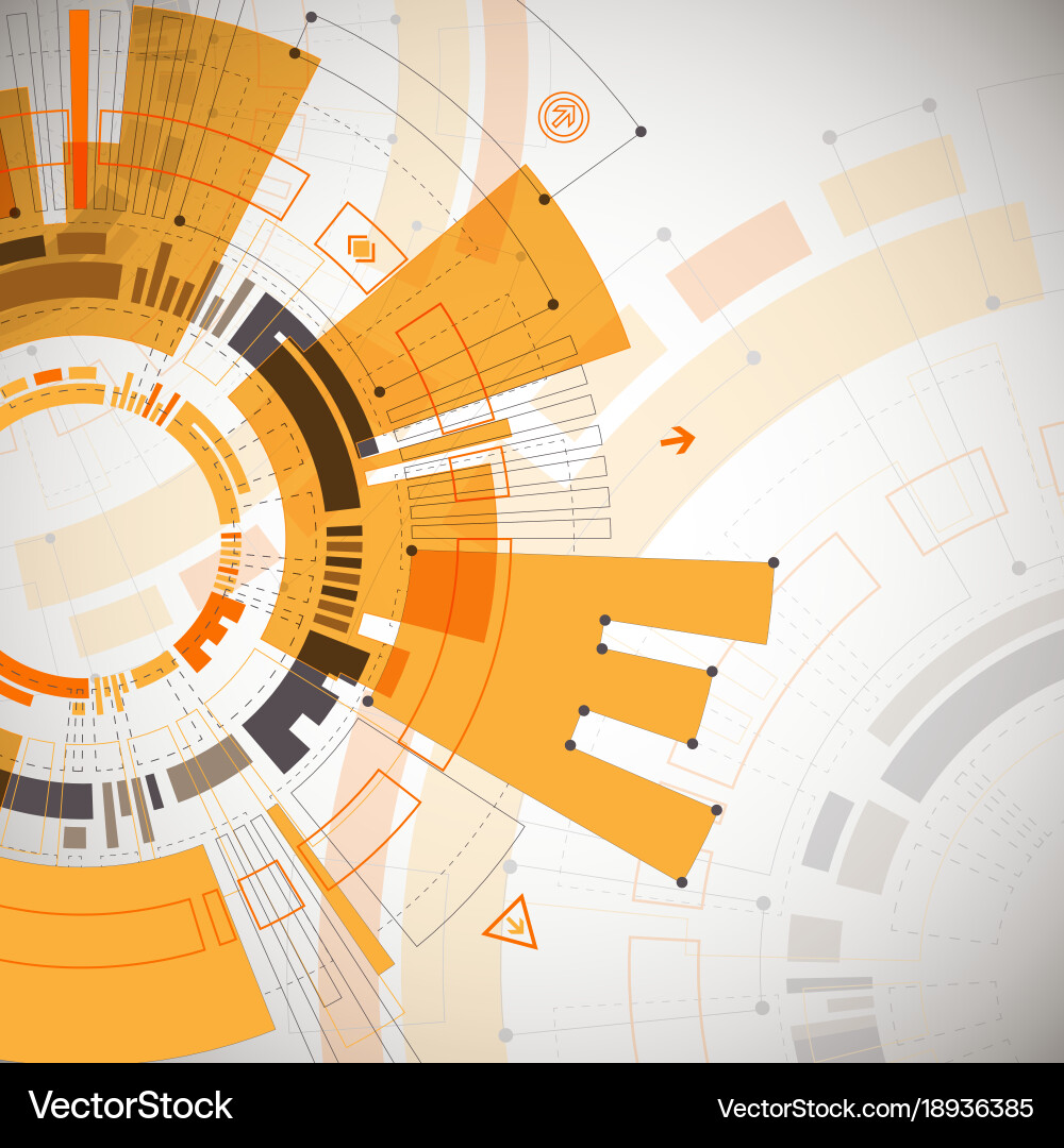 Abstract orange colored technological background Vector Image