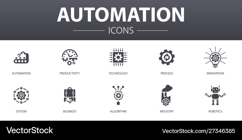 Automation Icon Set - Technology & Process Vector Image