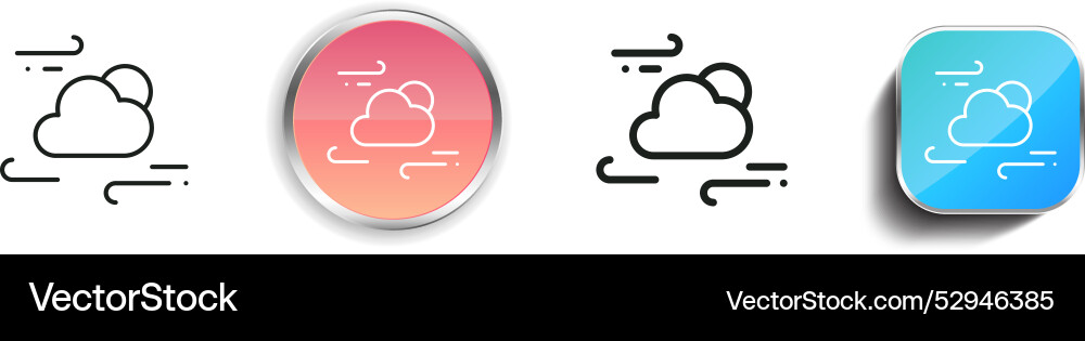Cloudy day icon thin linear regular and button vector image