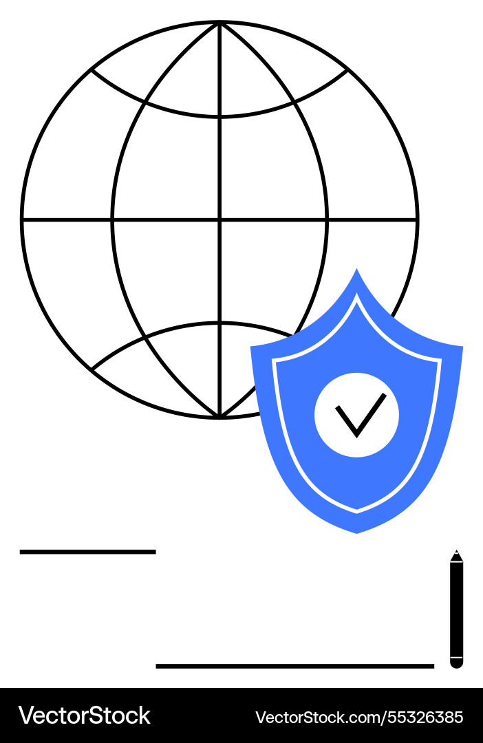 Global network security concept with globe vector image