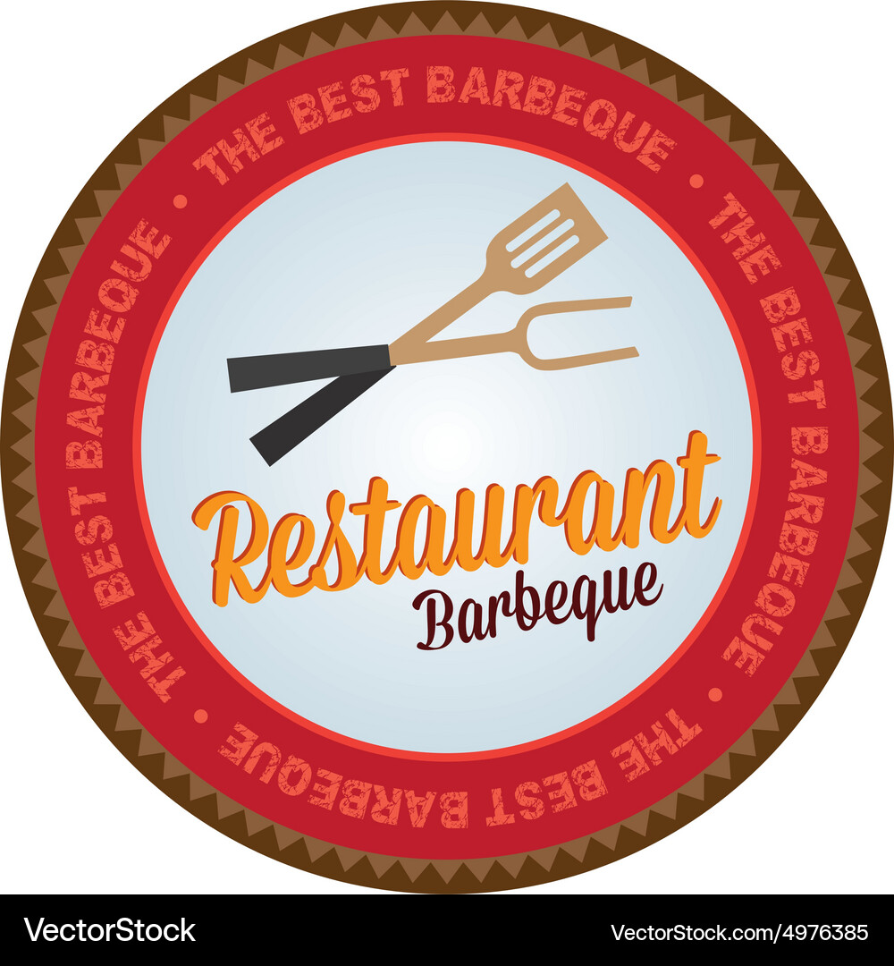 Isolated label with text and barbecue elements Vector Image