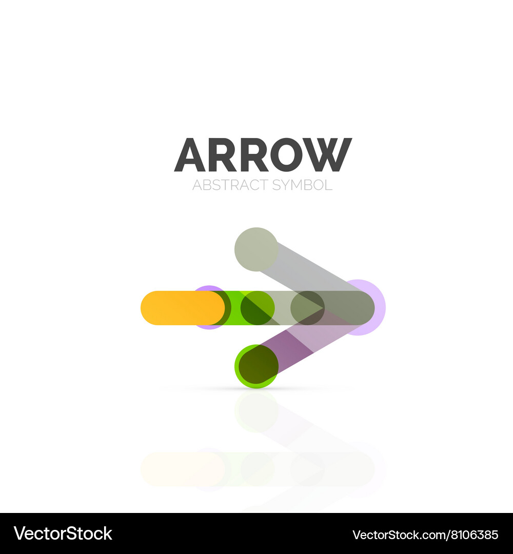 Linear arrow abstract logo connected multicolored Vector Image