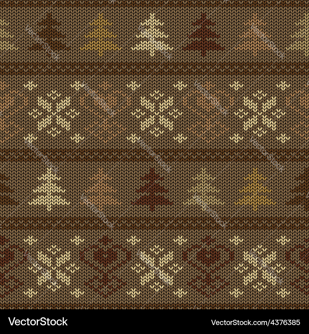 Seamless knitted pattern with trees and snowflakes vector image