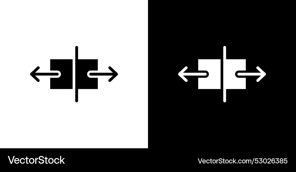 Separating arrow in two part icon logo set vector image