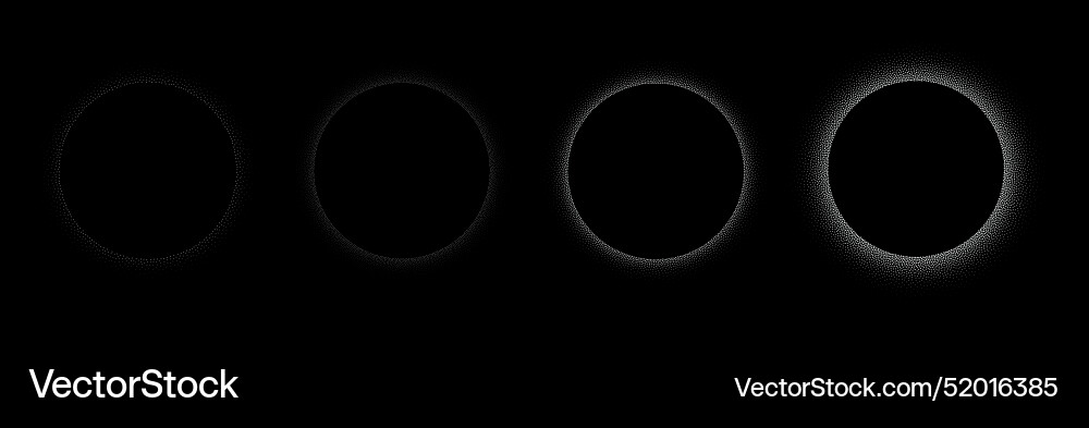 Set of stippling round frames dotted Set of stippling round frames dotted vector image