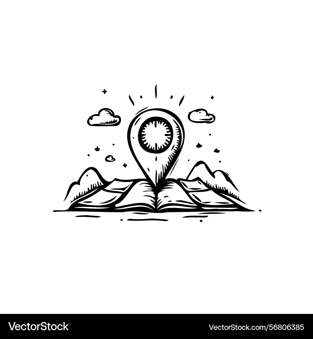 Stylized navigation concept with a location pin Stylized navigation concept with a location pin Vector Image