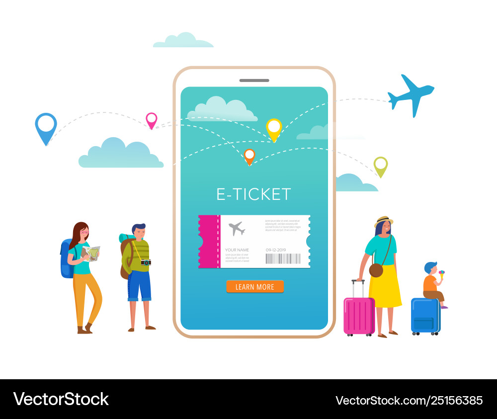 Travel tourism adventure scene with smartphone Travel tourism adventure scene with smartphone vector image