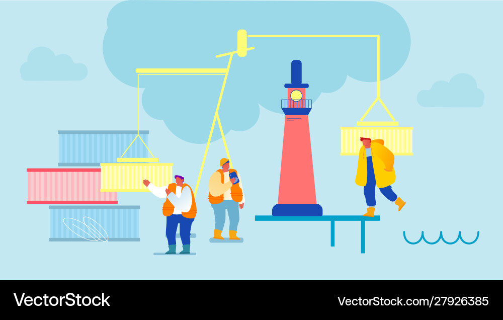 Workers in port terminal harbour dock Workers in port terminal harbour dock vector image