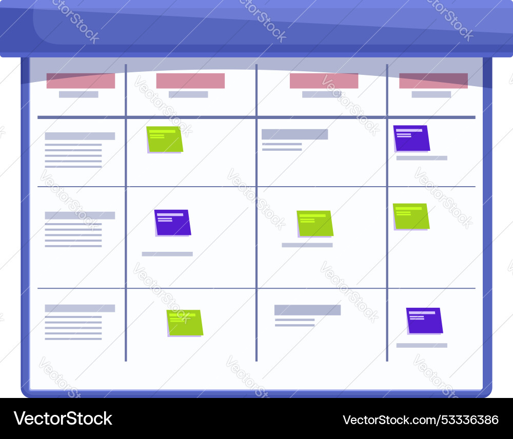 Agile board showing sprints in kanban project Agile board showing sprints in kanban project vector image