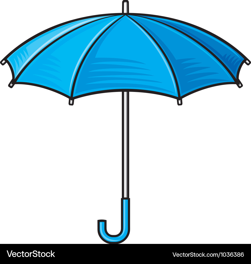Blue Umbrella in Rain Vector Image
