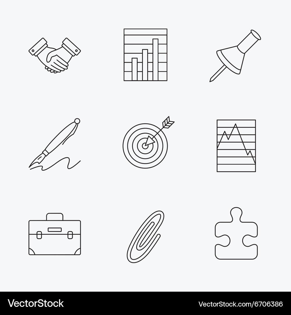 Handshake graph charts and target icons Vector Image