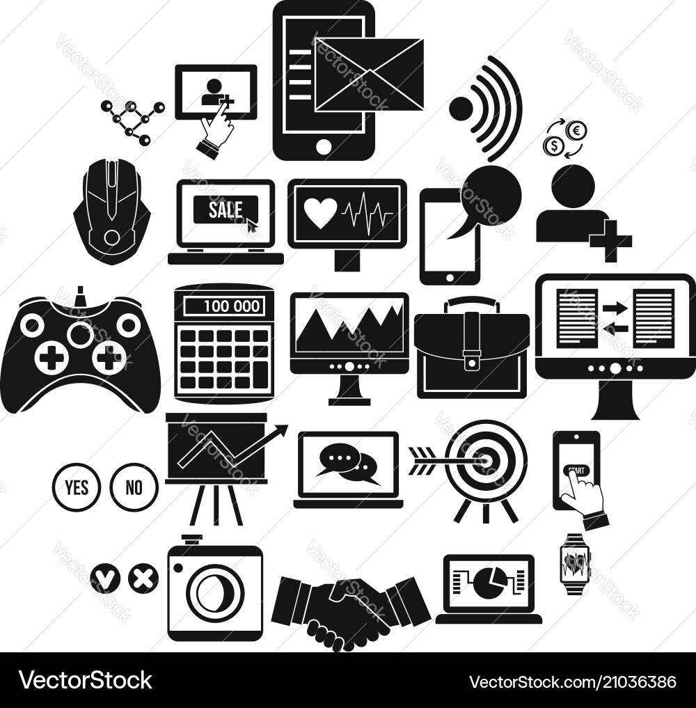 Intellect icons set simple style Intellect icons set simple style vector image