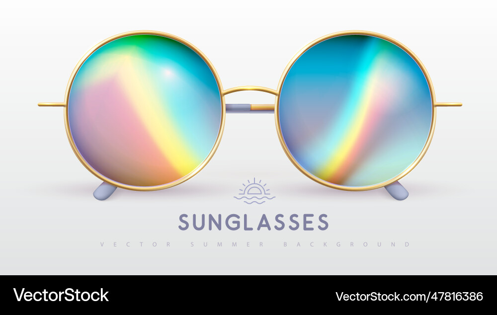 Realistische holographische Strömung rund geformte Sonnenbrille Realistische holographische Strömung rund geformte Sonnenbrille vektorbild