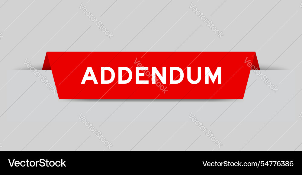 Red color inserted label with word addendum Red color inserted label with word addendum vector image