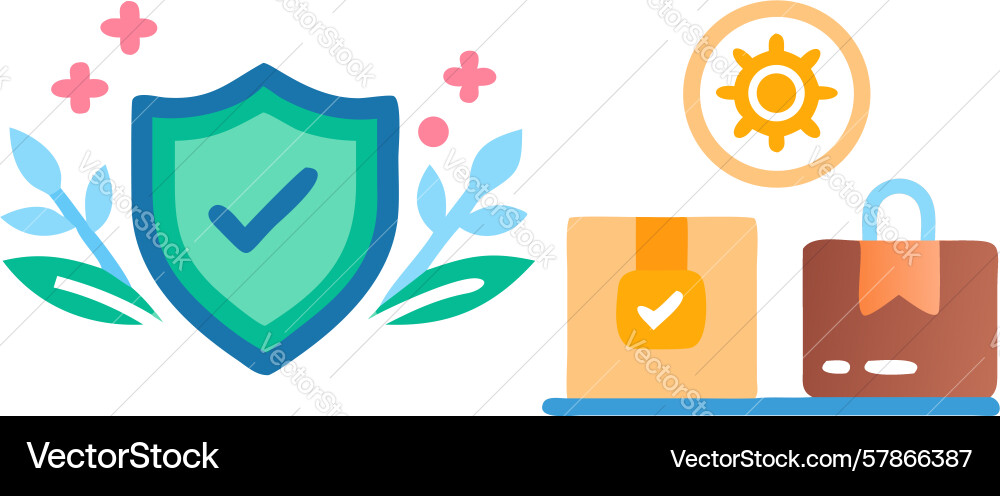 Data security shield with gears and documents vector image