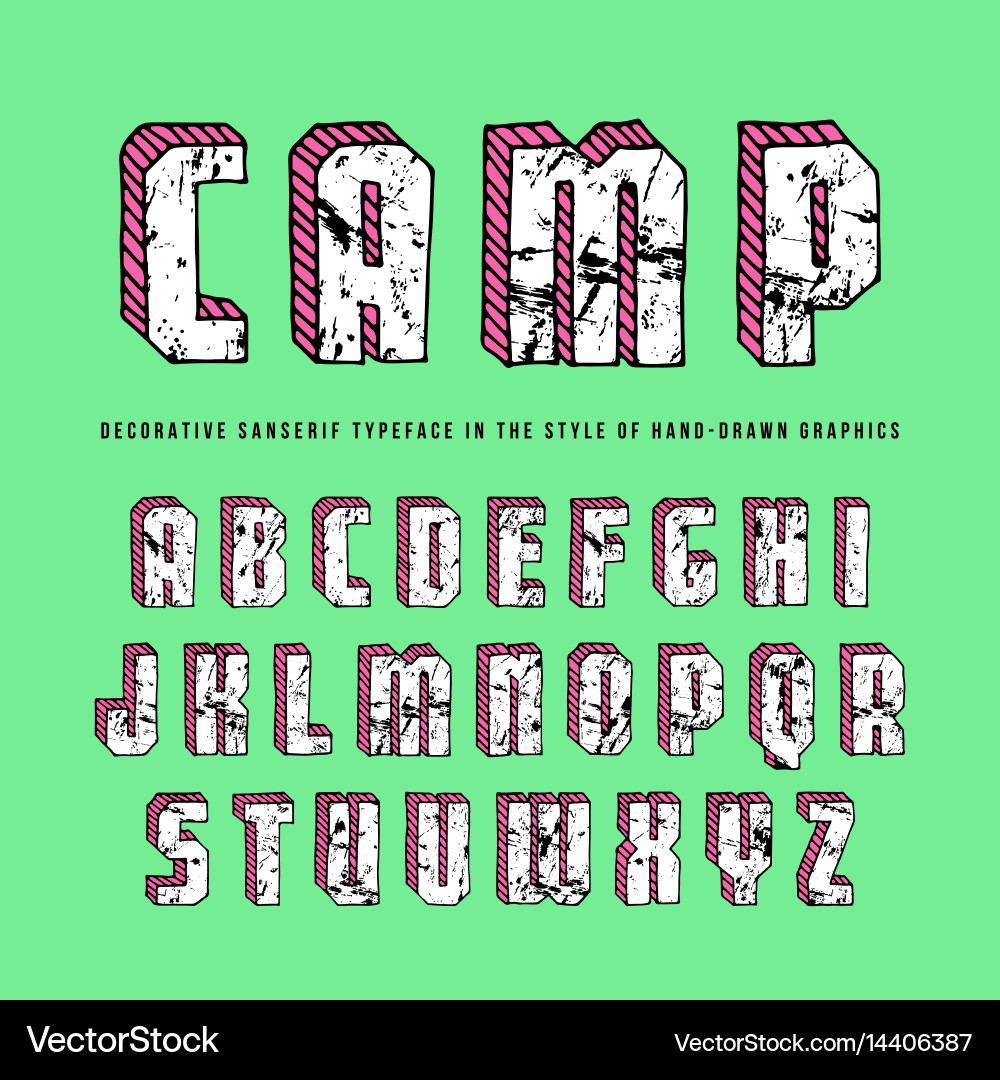 Decorative rectangular sanserif bulk font Vector Image